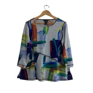 ALI MILES Colorful Watercolor Artsy Top Size Large